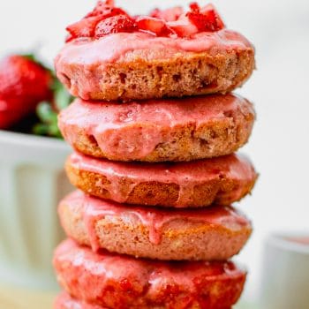 Strawberry Baked Mini-Doughnuts with Strawberry Glaze