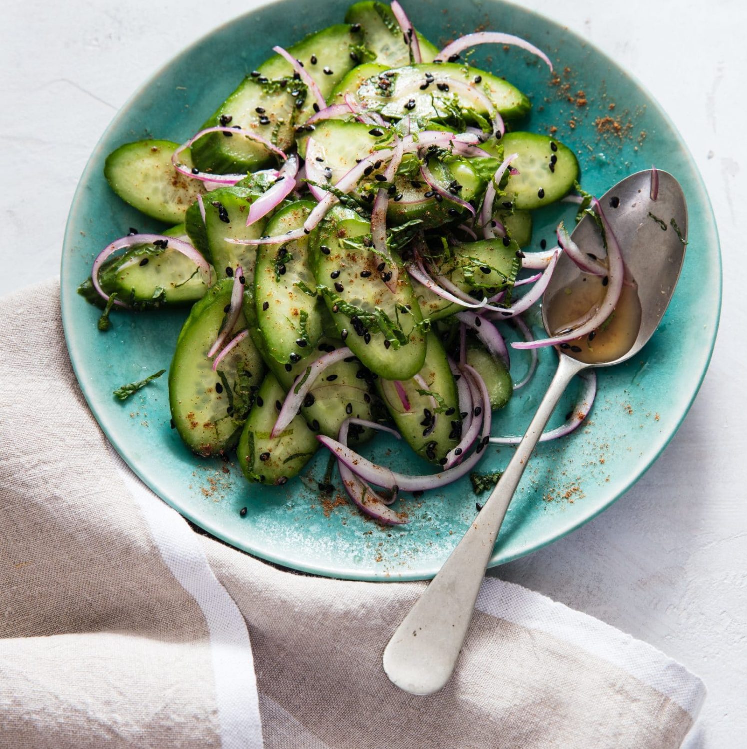 CUCUMBER SALAD with Mint, Red Onion, and Chinese Five Spice